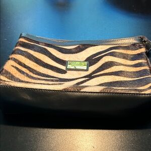 Zebra Caviacanti Print Clutch with Black Leather Trim